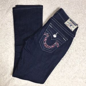 True Religion pink rhinestone billy jeans size 26